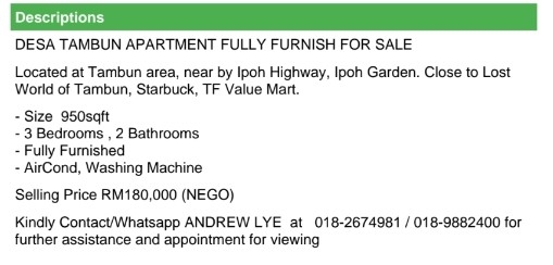 DESA TAMBUN APARTMENT FULLY FURNISH FOR SALE - photo 12