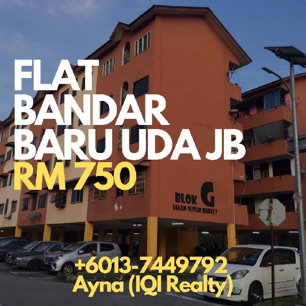 DEMAND TINGGI! FLAT 2 BILIK BERSIH TINGKAT 1 @ BANDAR BARU UDA JB