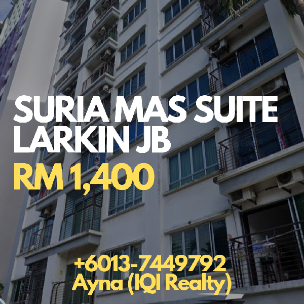 CONDO MEWAH DEKAT DGN BANDAR JB! CANTIK SIAP RENOVATE! FULLY FURNISHED! ADA 3 BILIK @ SURIA MAS SUIT