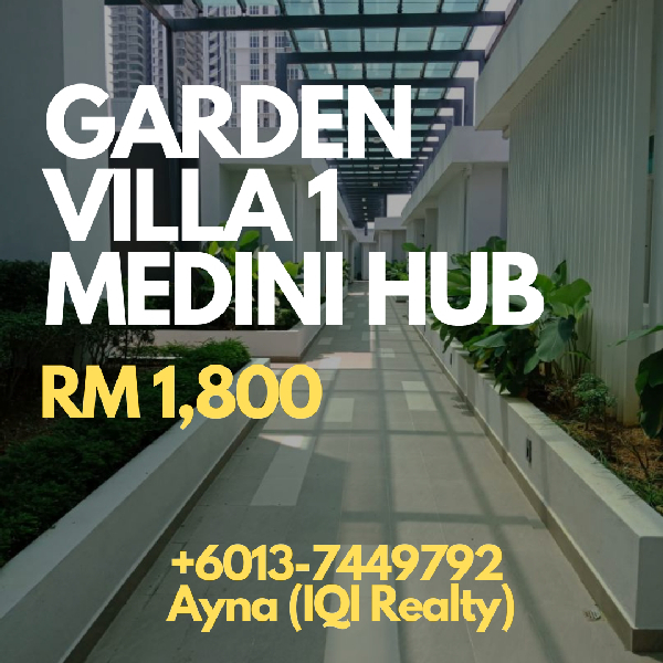 CONDO MEWAH! TINGKAT 3 ADA 2+1 BILIK & 3 BILIK AIR PARTIALLY FURNISHED @ GARDEN VILLA, 1 MEDINI HUB,