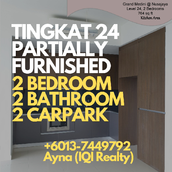 CONDO MEWAH! TINGKAT 24 ADA 2 BILIK & 2 BILIK AIR PARTIALLY FURNISHED @ GRAND MEDINI, ISKANDAR PUTER - photo 2