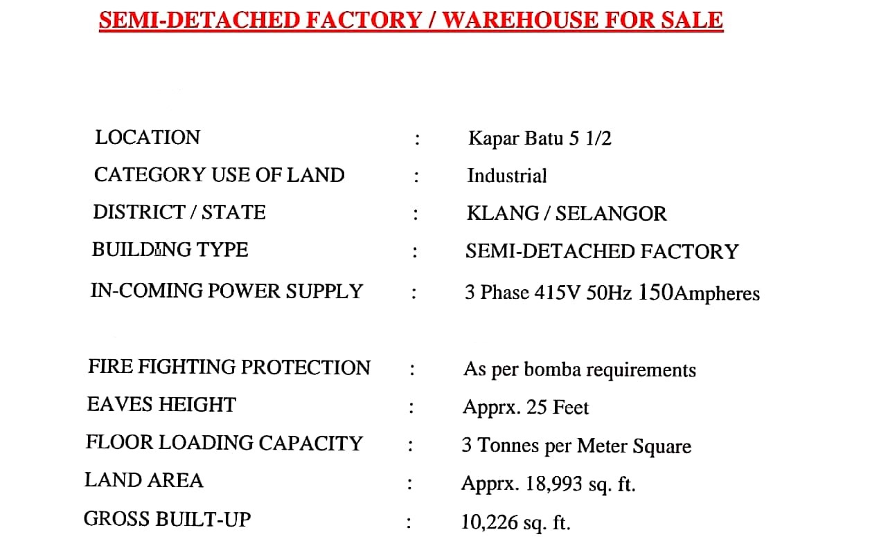 Kapar Klang Semi D Factory For Sale - photo 6