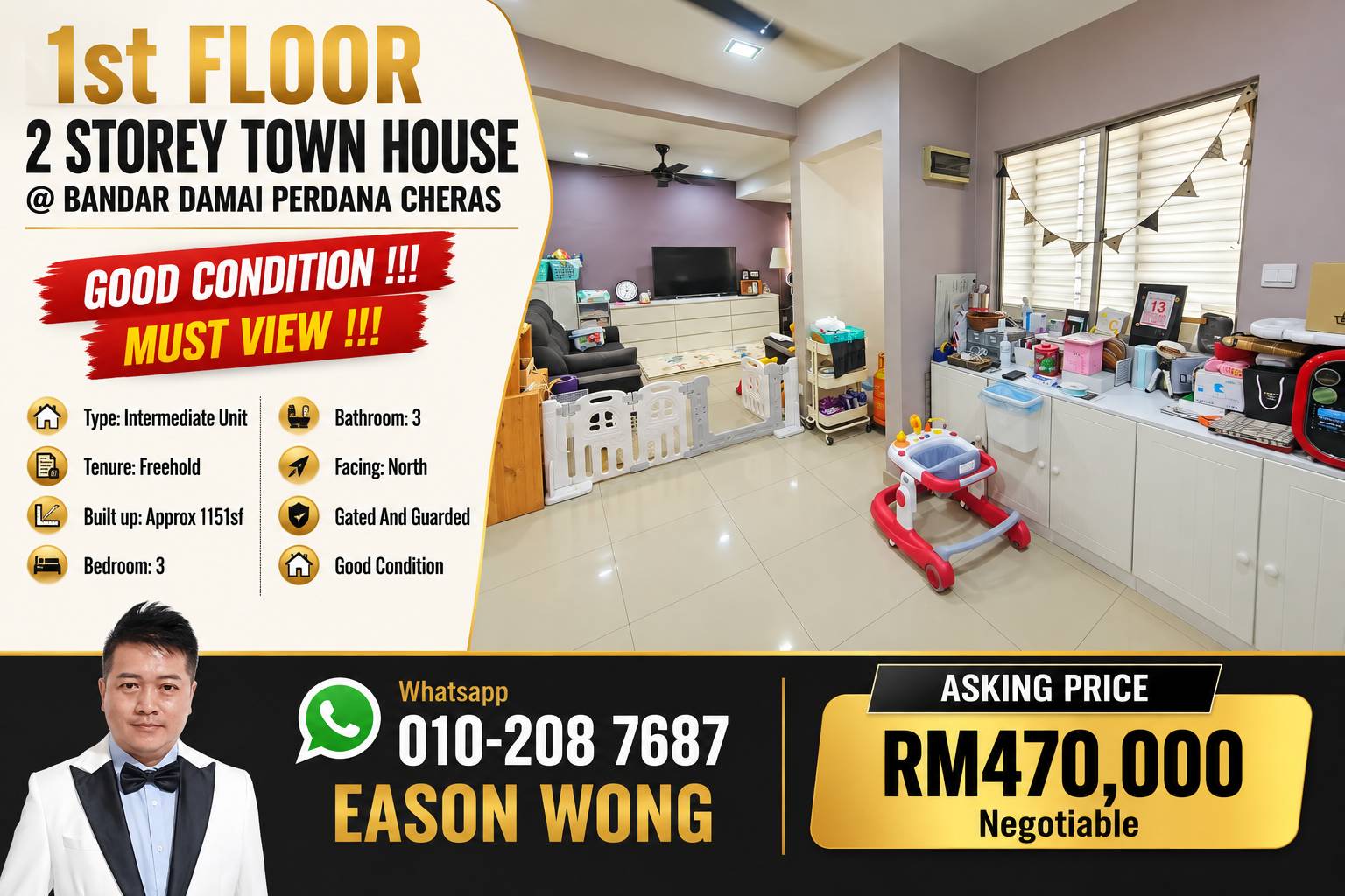 Bandar Damai Perdana 2 Storey Townhouse For Sale