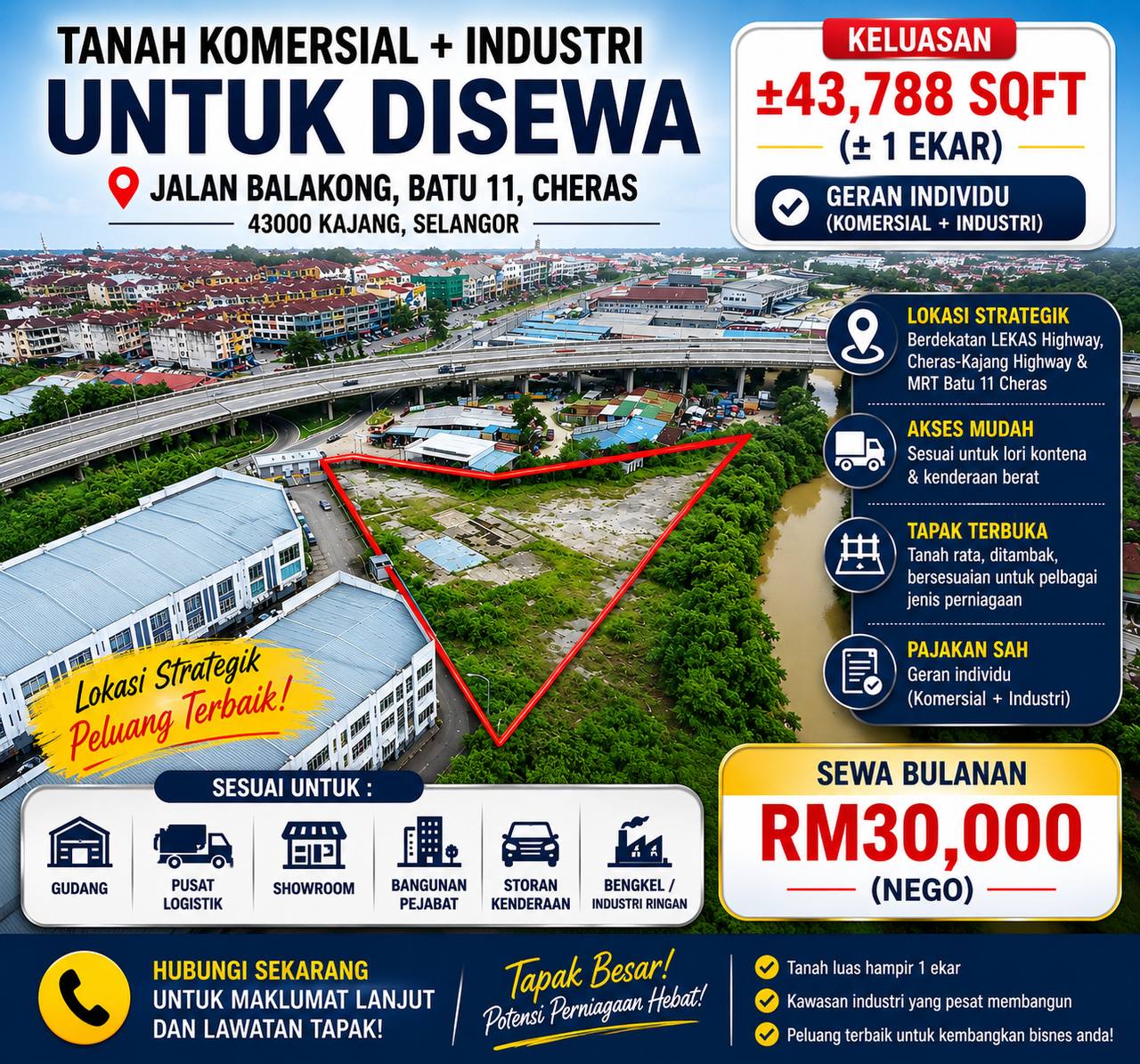 Commercial Land Jalan Balakong Kajang For Rent - photo 1