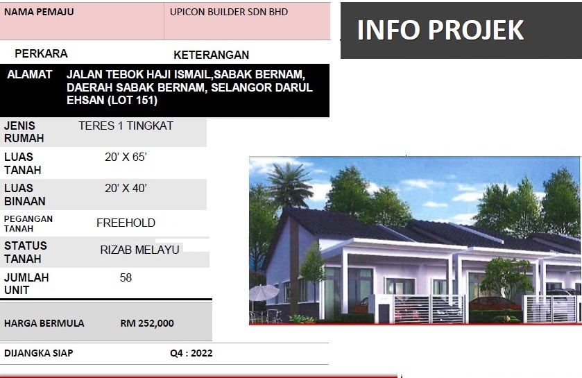 Single Storey Taman Teratai Sabak Bernam RM252k - photo 2
