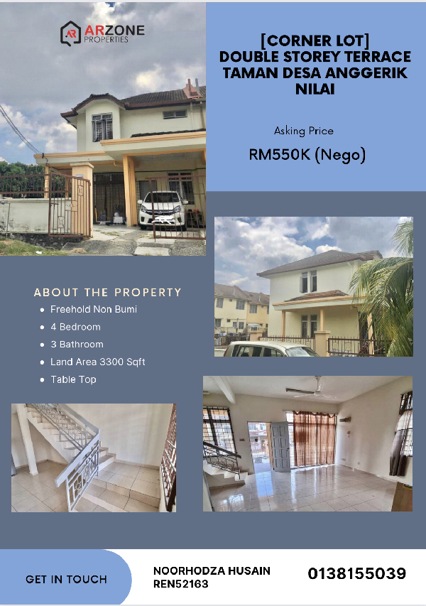 CORNER LOT, 2 STOREY TERRACE