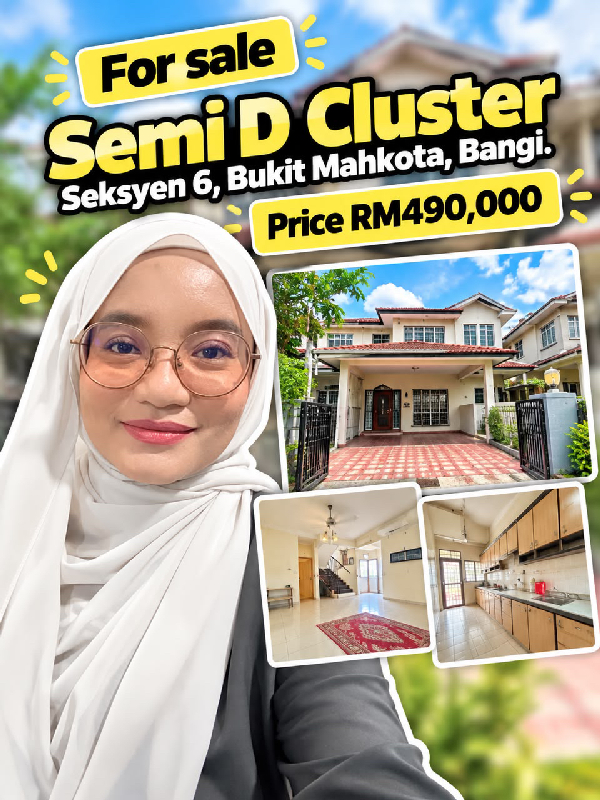 FOR SALE | 2-Storey Semi-Detached Cluster House @ Seksyen 6, Bukit Mahkota, Bangi