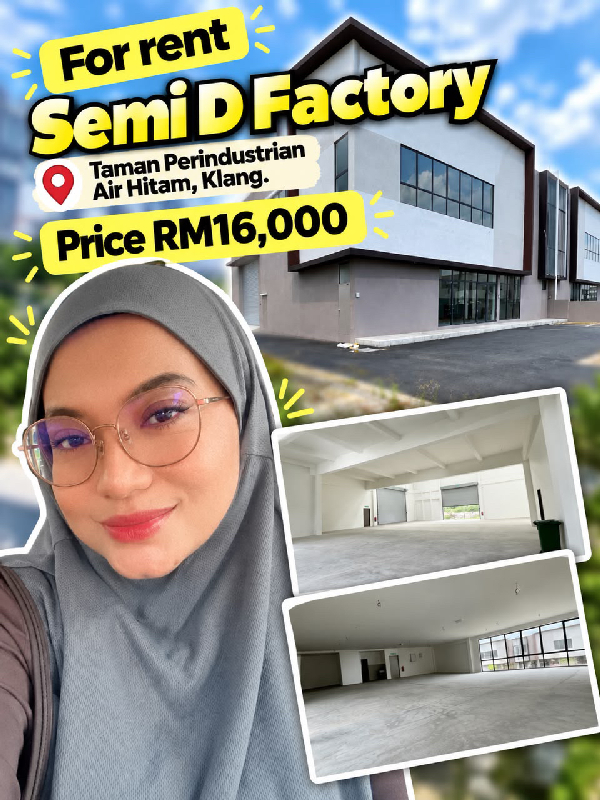 FOR RENT | BRAND NEW 2-STOREY SEMI-D FACTORYTAMAN PERINDUSTRIAN AIR HITAM ENTREPRENEUR PARK, KLANG - photo 1