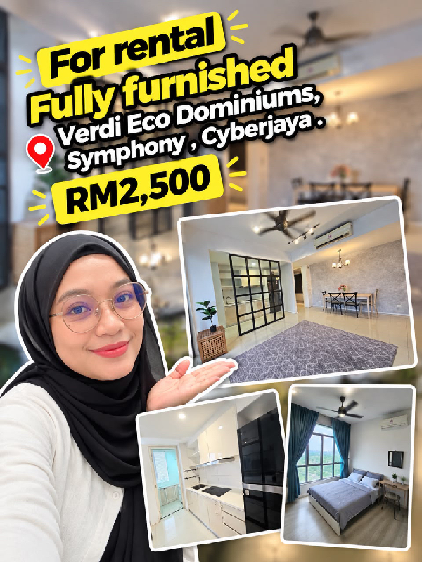 FOR RENT | SUPERB FULLY FURNISHED 2-BEDROOM UNITVERDI ECO-DOMINIUMS @ SYMPHONY HILLS, CYBERJAYA