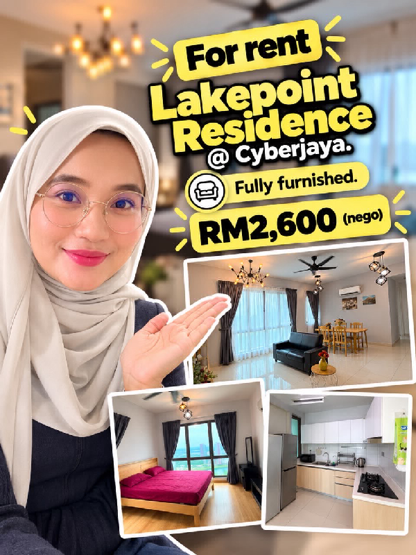 FOR RENT | LAKEPOINT RESIDENCE @ CYBERJAYA Fully Furnished | 1,100 sq.ft.