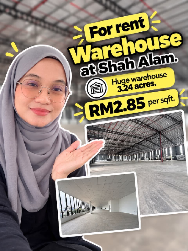 HUGE WAREHOUSE FOR RENT | SHAH ALAM, SELANGOR