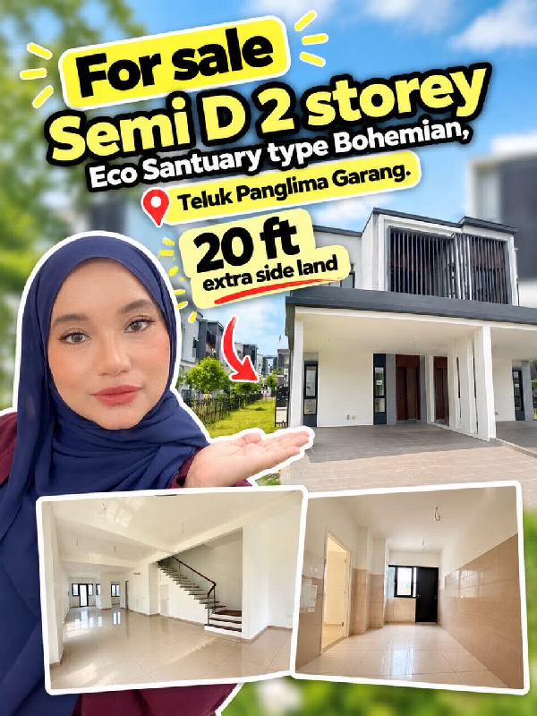[20 ft side land] 2-STOREY SEMI-D Type BOHEMIA Eco Sanctuary, Teluk Panglima Garang, Selangor