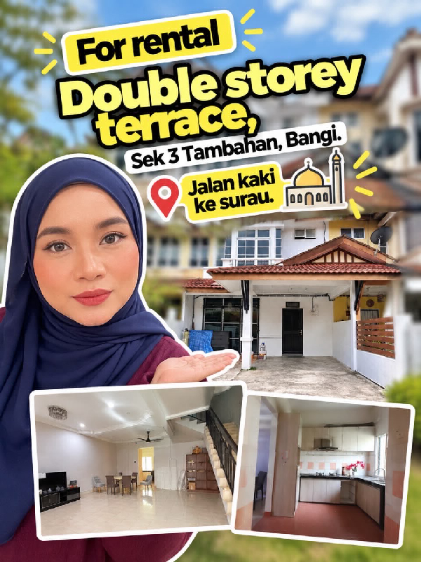 FOR RENT | Partly Furnished DOUBLE-STOREY TERRACE HOUSESeksyen 3 Tambahan, Bandar Baru Bangi, Selang