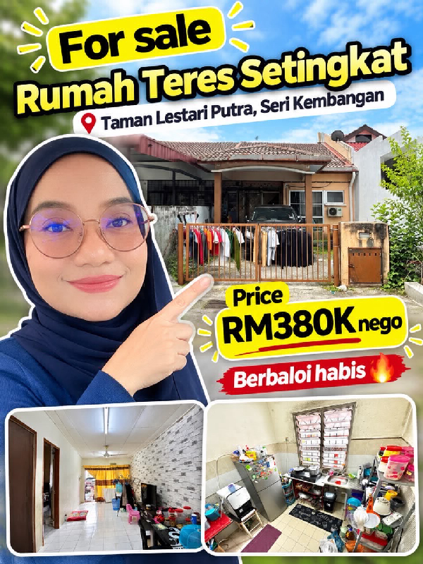 For SALE |  Facing open SINGLE-STOREY TERRACE HOUSE Taman Lestari Putra, Seri Kembangan, Selangor